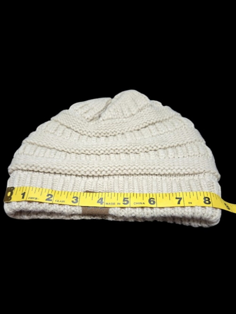 Unisex C.C. Beanie Classic Lt. Beige/Cream Cable-Knit Design With A Ribbed Cuff - Picture 7 of 7